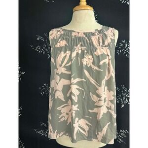 Simply Vera Vera Wang Womens XXL Sage Green Pink Floral Sleeveless Blouse Top